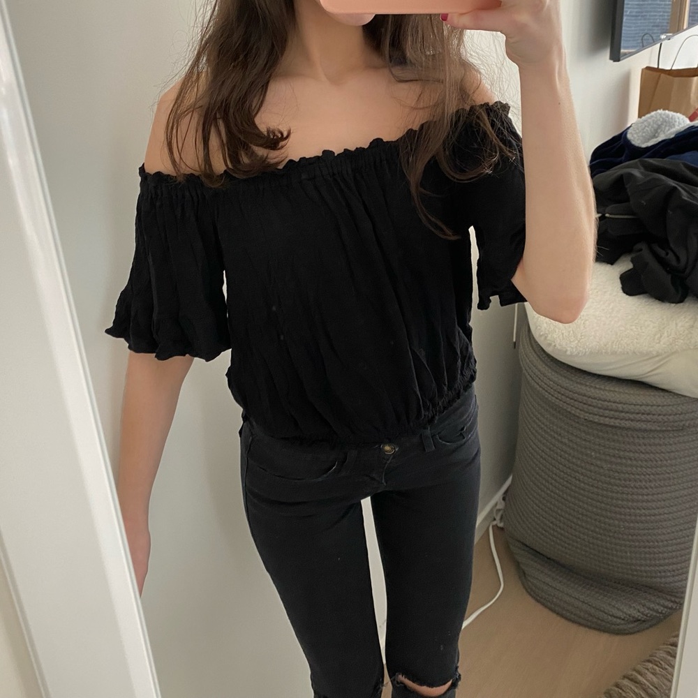 Black off the shoulder top